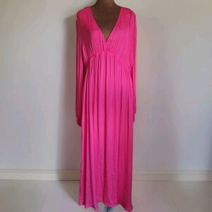 NWT The Drop Maxi Dress Size XL Romantic Valentines Pink Long Sleeve V Neck